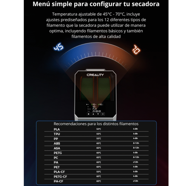 Secadora Filamento Creality Space Pi Filament Dryer Plus - Imagen 6